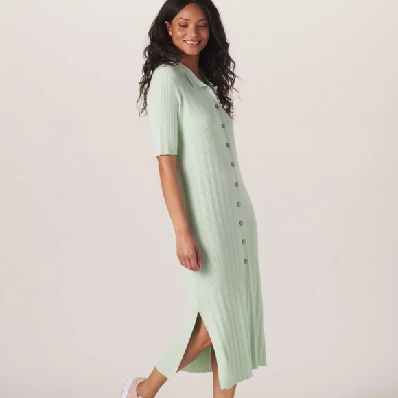 Jolene Knit Polo Dress in Saguaro XS